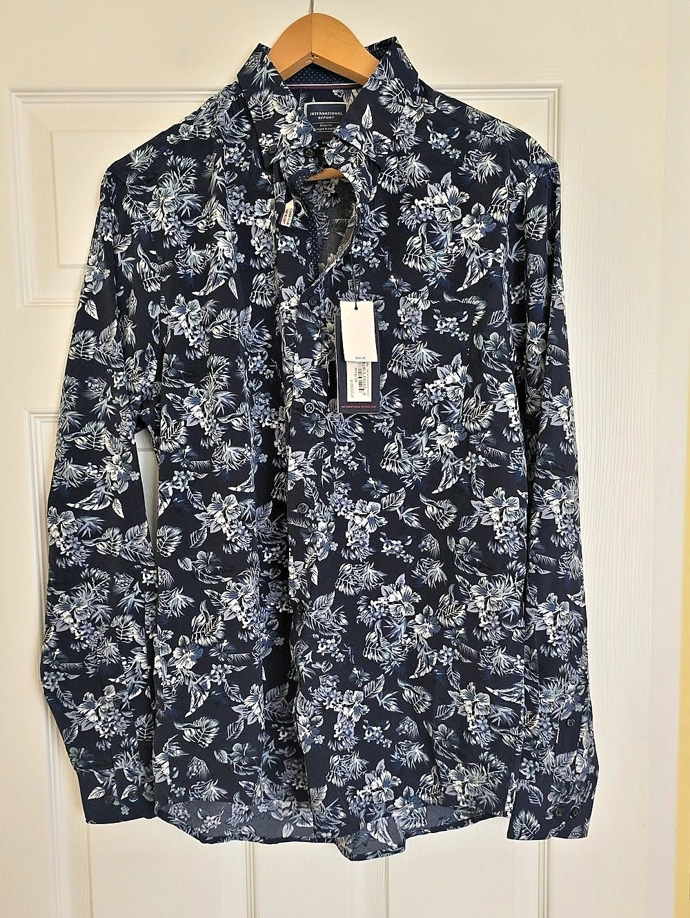 Mens J.Crew Floral Button Down Shirt Blue & White Size Large NWT
